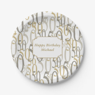 Assiettes En Carton Fête d'anniversaire personnalisée grands par 50