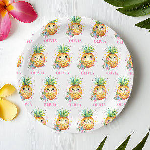 Assiettes En Carton Fête d'anniversaire personnalisée Hawaïenne Ananas