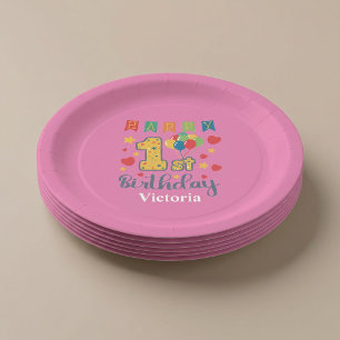 Assiettes En Carton Fête d'anniversaire personnalisée Joyeux 1er anniv