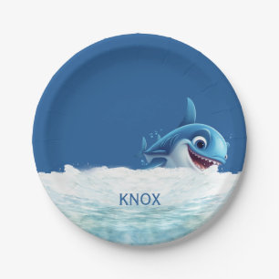 Assiettes En Carton Fête d'anniversaire personnalisée pour bébé requin