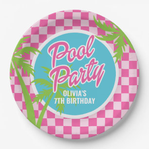 Assiettes En Carton Fête d'anniversaire Pink Malibu Pool Party