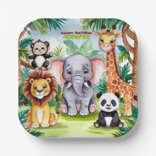 Assiettes En Carton Fête d'anniversaire pour enfants Animaux mignons S