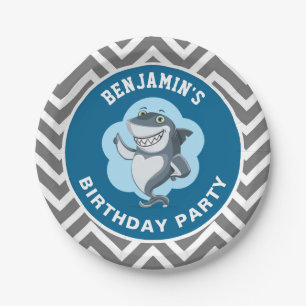 Assiettes En Carton Fête d'anniversaire requin mignon