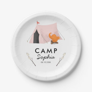 Assiettes En Carton Fête d'anniversaire rose de camping de tente