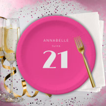Fête d'anniversaire rose vif moderne 21 vingt et u