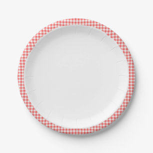 Assiettes En Carton Fête d'anniversaire rouge de guingan de