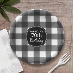 Assiettes En Carton Fête d'anniversaire Russe Black & White Buffalo Ch