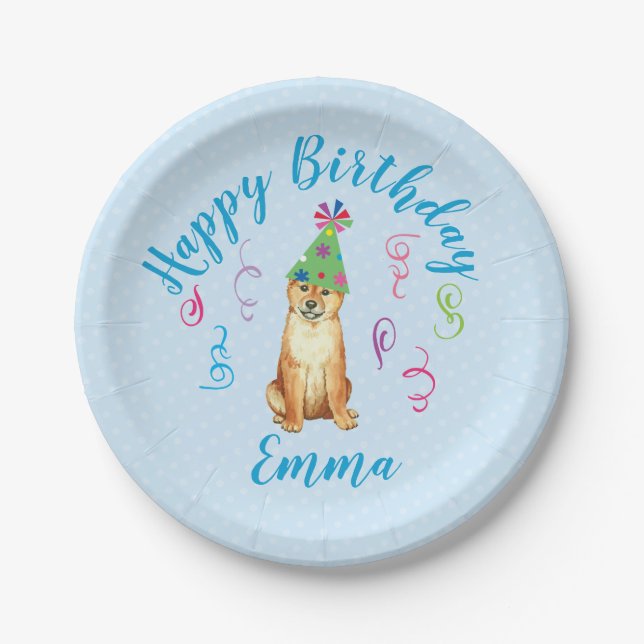 Assiettes En Carton Fête d'anniversaire Shiba Inu (Devant)