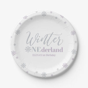Assiettes En Carton Fête d'anniversaire Silver & Purple Winter Onederl