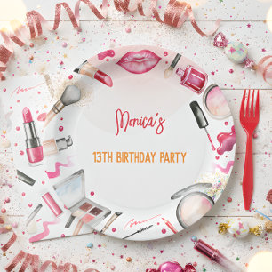 Assiettes En Carton Fête d'anniversaire spa beauté et maquillage