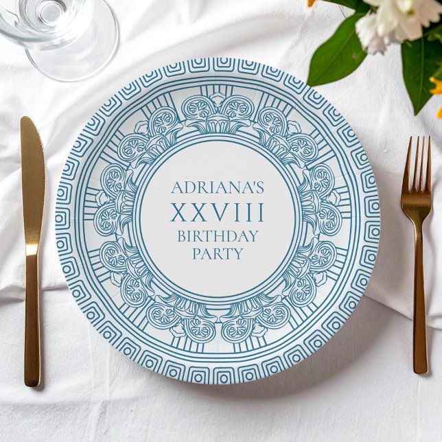 Assiettes En Carton Fête d'anniversaire sur le thème de la Grèce antiq (Créateur téléchargé)