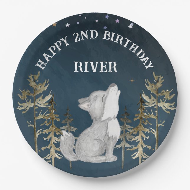 Assiettes En Carton Fête d'anniversaire sur le thème du petit loup imp (Devant)