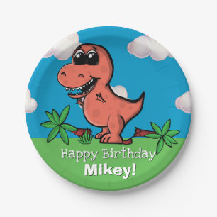 Assiettes En Carton Fête d'anniversaire T Rex Dinosaur