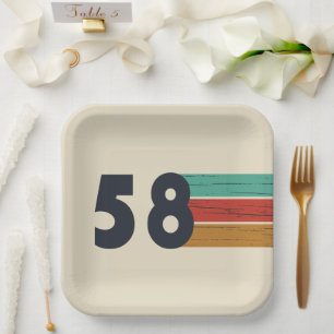 Assiettes En Carton Fête d'anniversaire thème année 1958