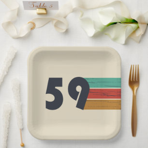 Assiettes En Carton Fête d'anniversaire thème année 1959