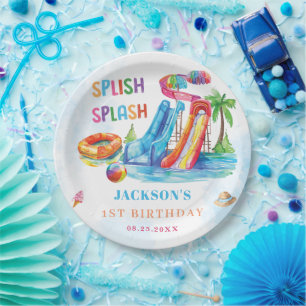 Assiettes En Carton Fête d'anniversaire Toboggan aquatique Splish Spla