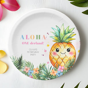 Assiettes En Carton Fête d'anniversaire tropicale à l'ananas pour le p