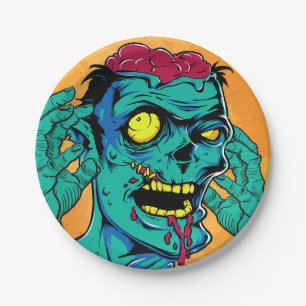 Assiettes En Carton Fête d'anniversaire Zombie Halloween Enfants