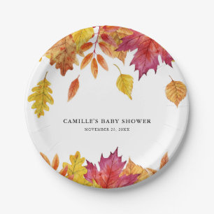Assiettes En Carton Fête d'automne aux feuilles tombantes aquarelle ru