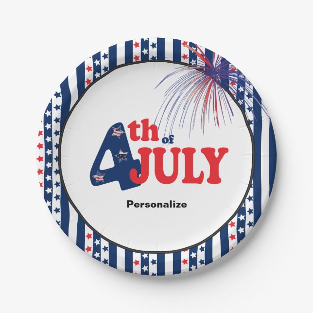Assiettes En Carton Fête de 4 juillet (Devant)