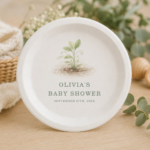 Assiettes En Carton Fête de Baby Shower Little Sprout en Route