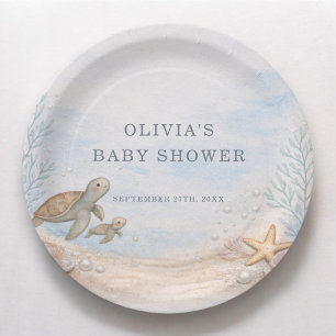 Assiettes En Carton Fête de Baby Shower Océan À Vous Revoir Bientôt