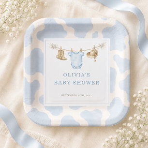 Assiettes En Carton Fête de Baby Shower Petit Cowboy