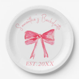 Assiettes En Carton Fête de Bachelorette Arc Rose Coquette 
