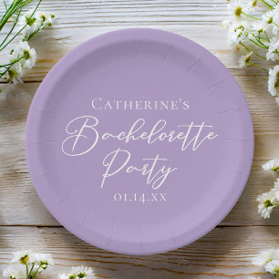 Assiettes En Carton Fête de Bachelorette Violet Lilas Personnalisée