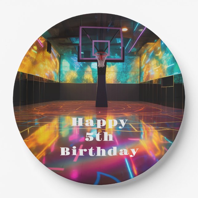 Assiettes En Carton Fête de basket-ball (Devant)