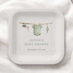 Assiettes En Carton Fête de Bébé à la Lessive Petit Pêcheur
