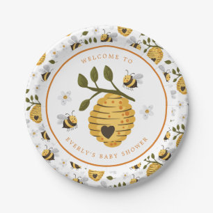 Assiettes En Carton Fête de bébé abeille bourdon rucher Marguerite