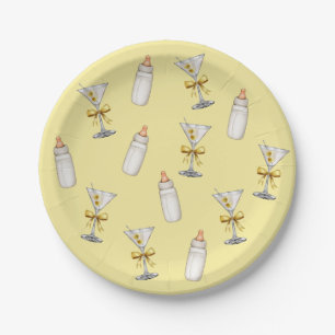 Assiettes En Carton Fête de Bébé Biberons Martini Arc-en-ciel Jaune Do