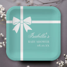 Fête de Bébé Élégant Ruban Bleu Sarcelle et Blanc
