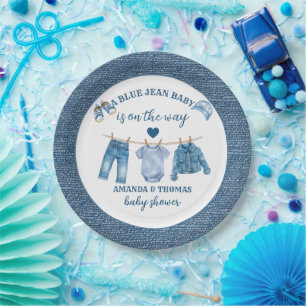Assiettes En Carton Fête de bébé garçon en bleu jeans 