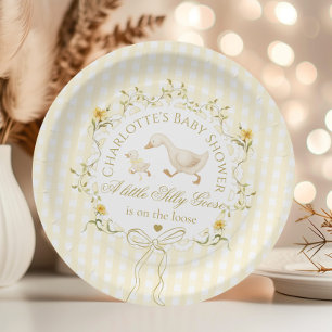 Assiettes En Carton Fête de bébé jaune genre neutre Oie Idiote