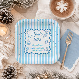 Assiettes En Carton Fête de Bébé Personnalisée Après-Ski Dessinée à la
