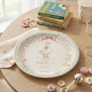 Assiettes En Carton Fête de Bébé Rose Coquette Canard Silly Goose Vint