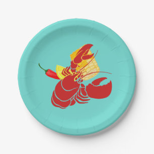 Assiettes En Carton Fête de bouillie de crabe de homard