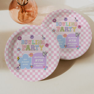 Assiettes En Carton Fête de Bowling Prépa Varsity Patch Fête d'anniver
