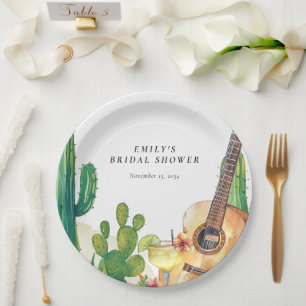 Assiettes En Carton Fête de cactus Floral Lavage de mariée