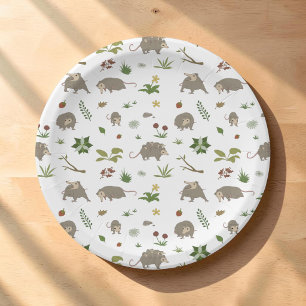 Assiettes En Carton Fête de campagne Cottagecore légère Opossum Blanc