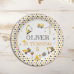 Assiettes En Carton Fête de construction de camion garçon Anniversaire