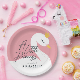 Assiettes En Carton Fête de cygne rose élégante