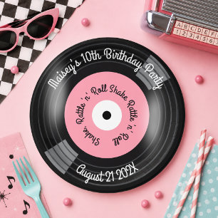 Assiettes En Carton Fête de disques vinyles rétro