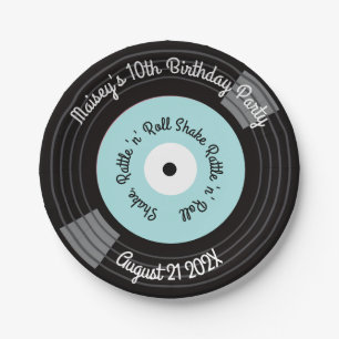 Assiettes En Carton Fête de disques vinyles rétro