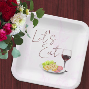 Assiettes En Carton Fête de fiançailles au vin et charcuterie