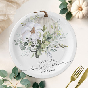 Assiettes En Carton Fête de fiançailles automnale Citrouille blanche e
