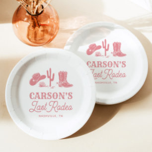 Assiettes En Carton Fête de Fiançailles Cowgirl Rose Pâle Dernier Rodé