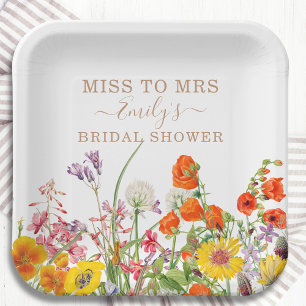 Assiettes En Carton Fête de Fiançailles de Mademoiselle à Madame Fleur
